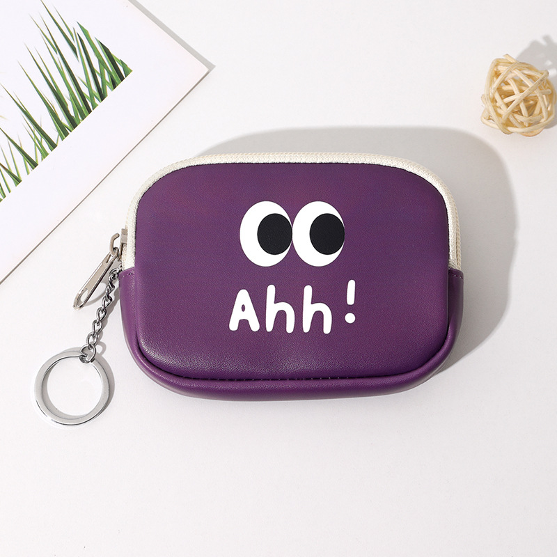 Mini bolso de cambio caricatura lindo coreano zip monedas bolsa de auriculares PU bolsa de cambio de estudiantes bolsa colgante