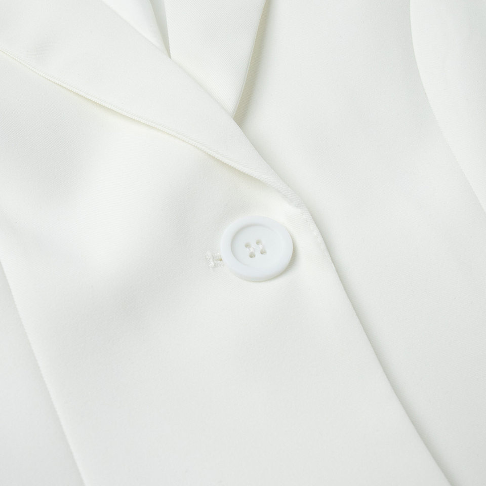 Áo blazer nữ phối ren chiết eo dáng trung bình tay dài cổ vest một hàng cúc — Màu trắng, màu đen chi tiết 15