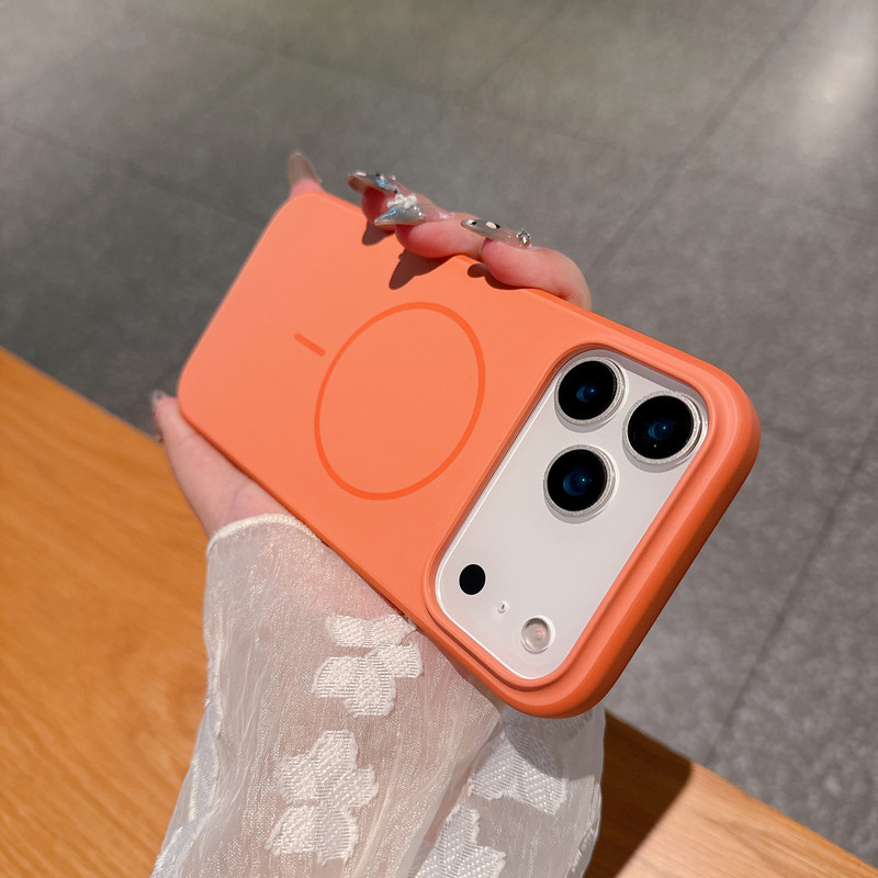 iPhone17系列新款撞色手机壳苹果16Promax简约15纯色大孔磁吸软壳|undefined