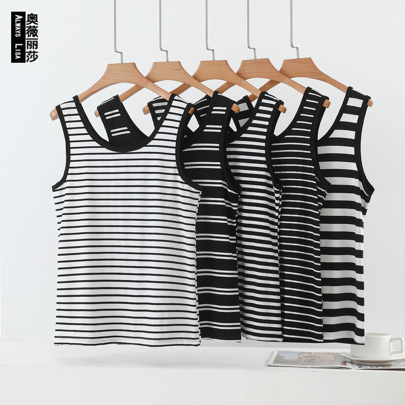 2026 Summer New Modal Striped Camisole Loose Elastic Plus Size Wide Strap Tank Top Thin Base Shirt 2026 Summer New Modal Striped Camisole Loose Elastic Plus Size Wide Strap Tank Top Thin Base Shirt