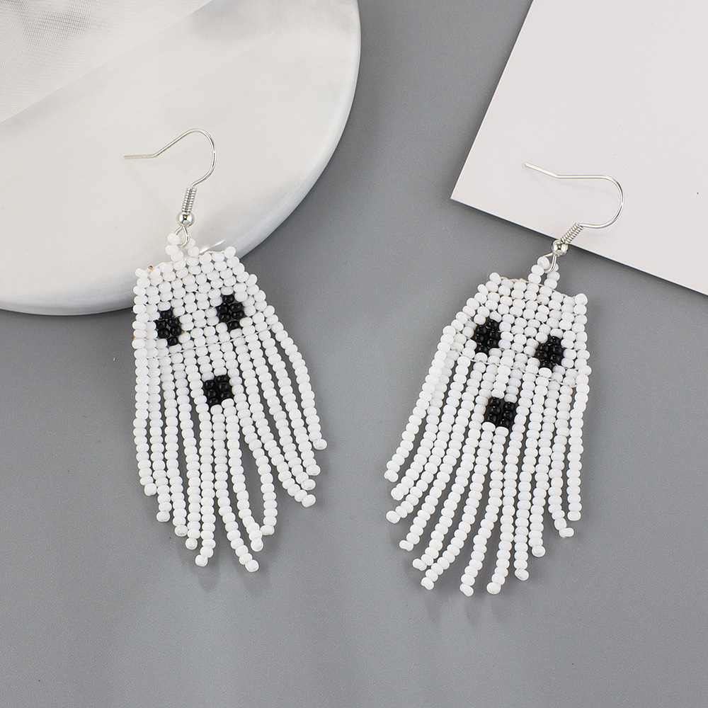 Wholesale Jewelry Bohemian Solid Color Seed Bead Beaded Drop Earrings display picture 4