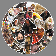 50张搞笑猴子表情包贴纸吗喽疯狂搞怪猩猩防水装饰手账本电脑贴纸