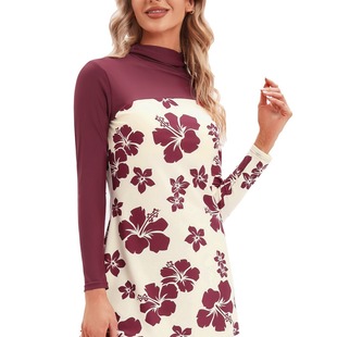 2022 New Foreign Trade Muslim Swimsuit Women's Conservative Swiming Print Women Beach Swimsuit Burkini