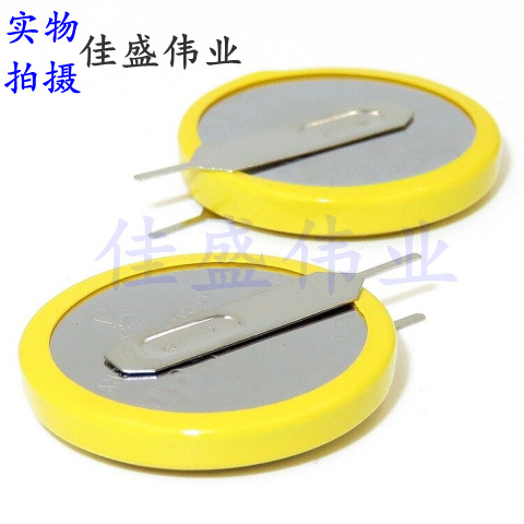 平行0脚距 CR2025 带焊脚纽扣电池 立式 直插焊脚 3V 2只引脚
