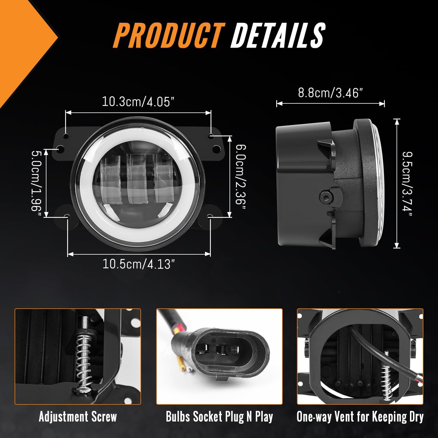 Cross-Border In-Stock 30W Angel Eye Fog Lights Car Led Work Lights 4inch Wrangler Fog Light Modification Led Off-Road Lights