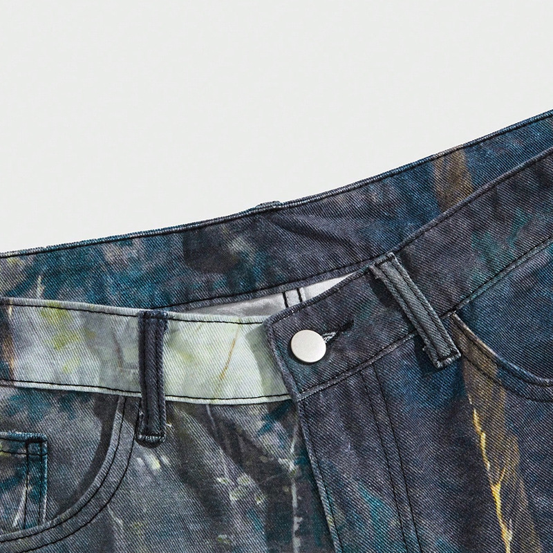 Herrenbekleidung American Street Print Jeans Herren AC Style 3D Digitaldruck Musterdruck Tintenspritzer Batik Gerader Denim_voghion.com