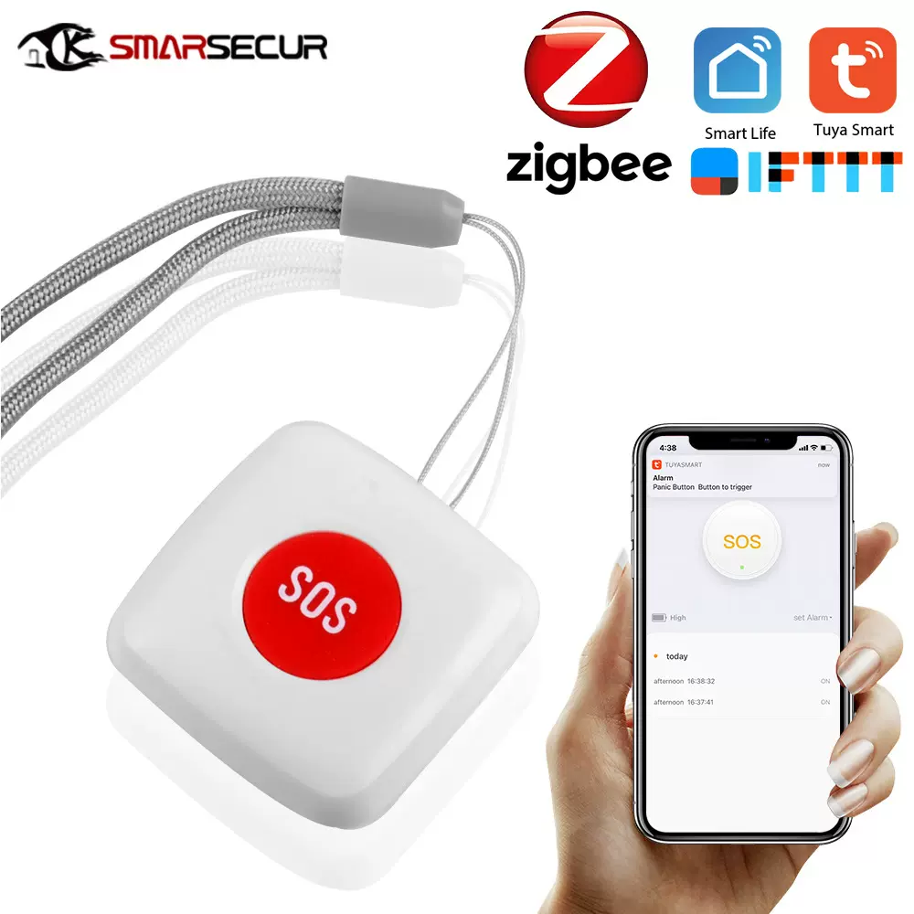 涂鸦智能家居ZigBee紧急按钮报警器 一键求救场景无限开关传感器