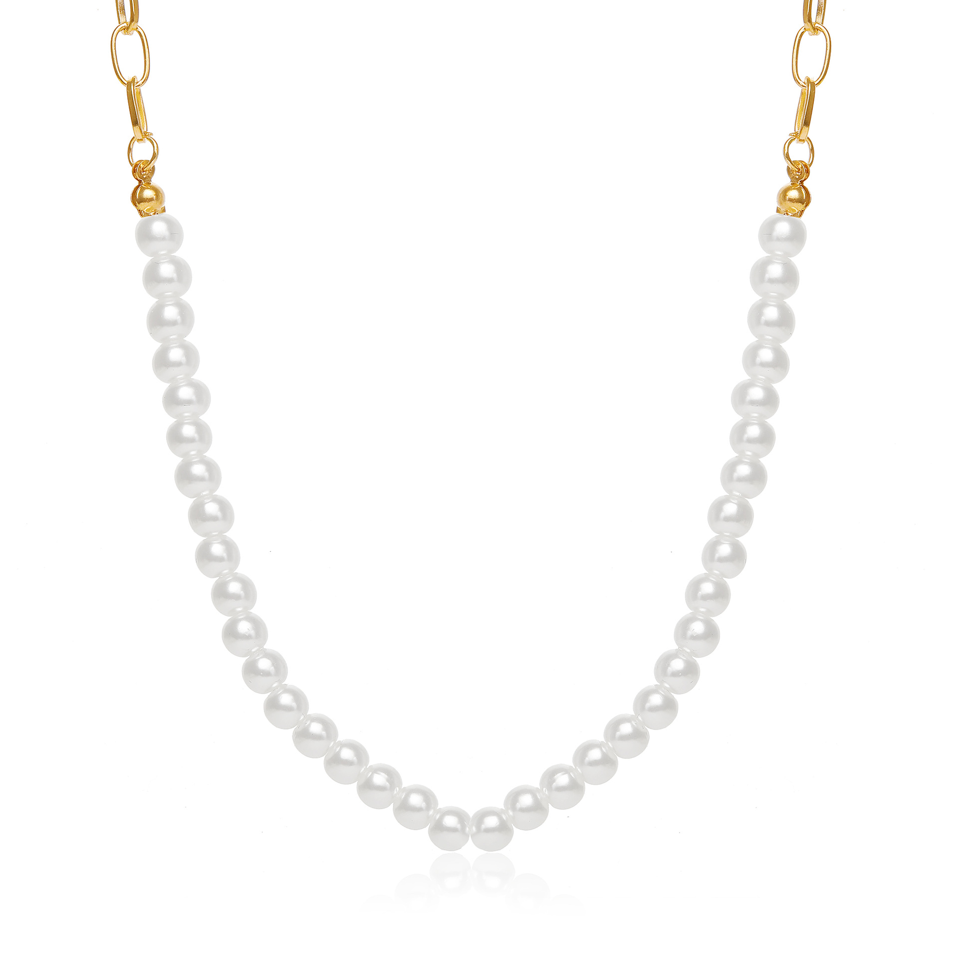 Mode Kontrastfarbe Perle Metall Spleißkette Halskette display picture 15