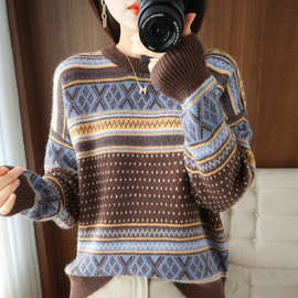 2024年新款春秋外穿韩版代购宽松重工浣熊绒毛衣女软糯星空针织衫