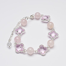 天然马粉水晶手链女四叶草秋冬ins小众设计轻奢闺蜜礼物手饰批发