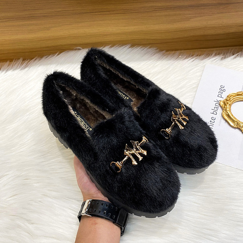 Grape Mama Studiolee~ Plush Thick Bean Shoes for Autumn/Winter Pregnant Women Anti-Slip Mom Shoes Thick Sole Fluffy Shoes for Women