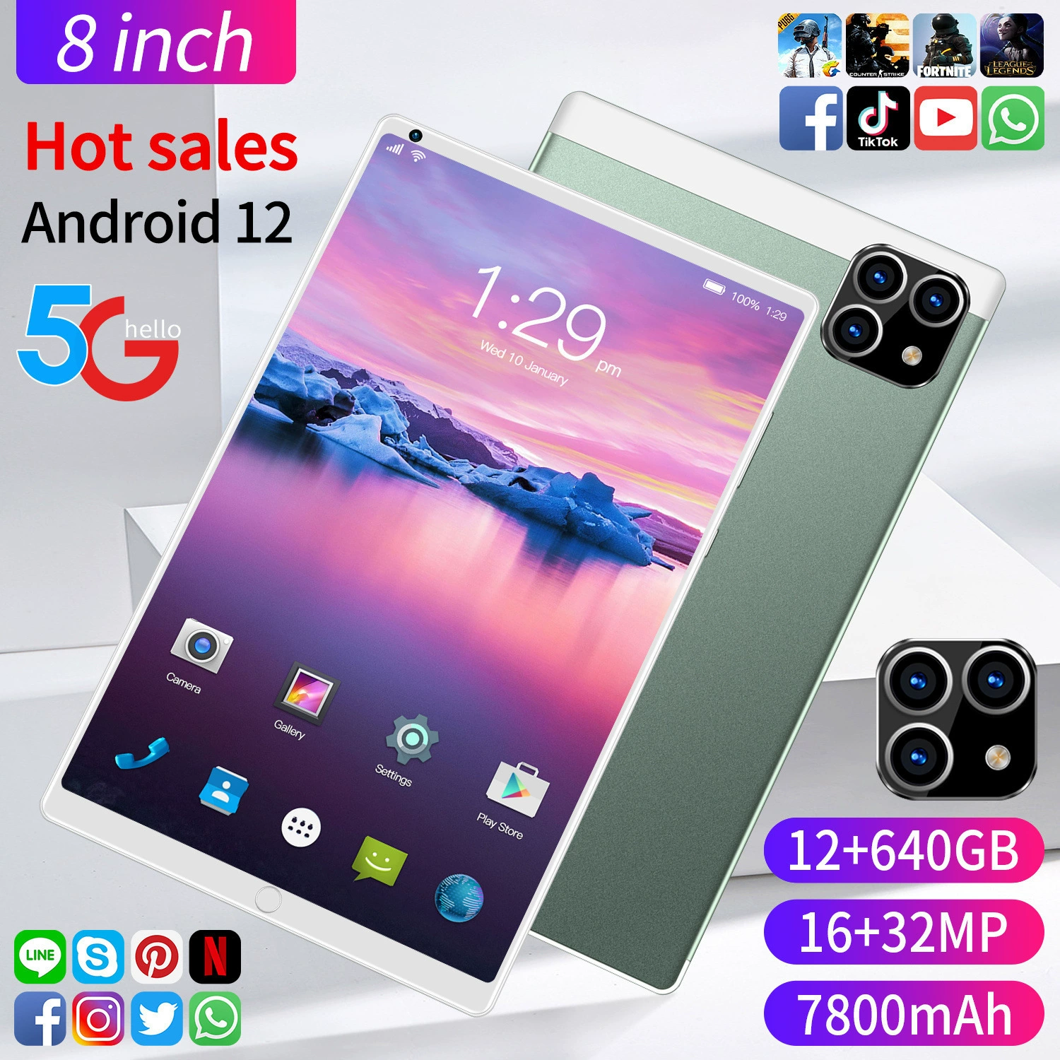 Планшет с экраном из стекла, 8 дюймов, Android, Bluetooth, 3G
