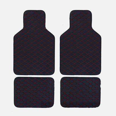 quilted foot mats, right-hand drive — Universal Foot Pad - black-with-red-line-convex-head-black