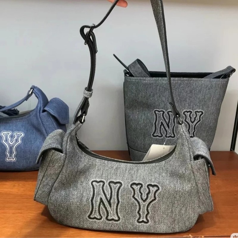 MLB 新しいデニムオートバイ脇の下ニューヨークヤンキーズハンドバッグスポーツバッグレトロカジュアルバッグ通勤バッグ|undefined