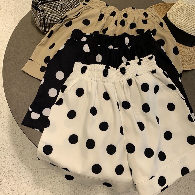 Plus Size 1.0-150kg Women's Summer Loose Slimming Polka Dot Wide-Leg Shorts Home Sleepwear Casual Shorts Plus Size 1.0-150kg Women's Summer Loose Slimming Polka Dot Wide-Leg Shorts Home Sleepwear Casual Shorts