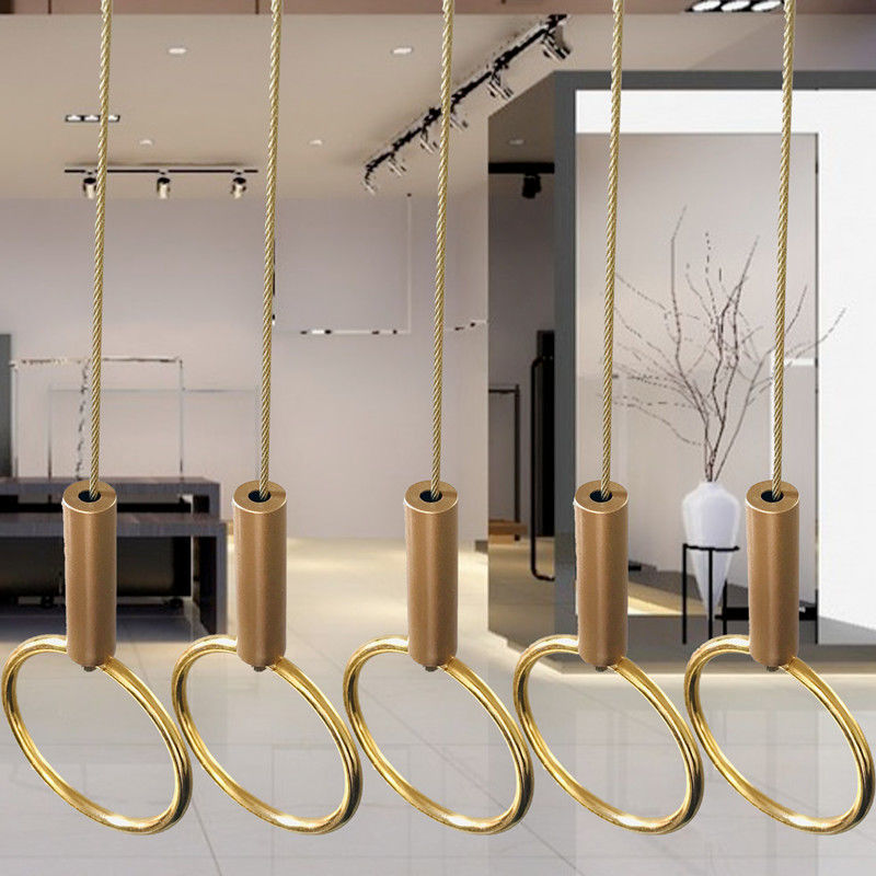 女装店橱窗金色挂衣链吊式空中吊环吊杆挂衣架上墙展示架钢丝吊挂