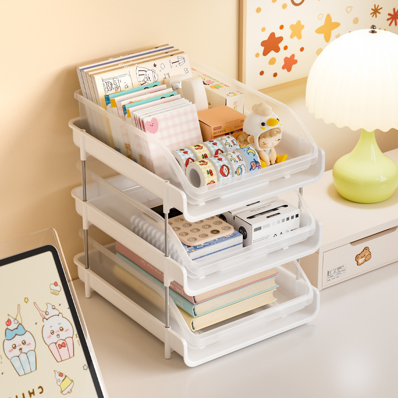 Desktop Storage Rack Can Be Stacked with Multiple Layers of Compartmentalized Storage Boxes for Office A4 Paper Documents and File Boxes Desktop Storage Rack Can Be Stacked with Multiple Layers of Compartmentalized Storage Boxes for Office A4 Paper Documents and File Boxes
