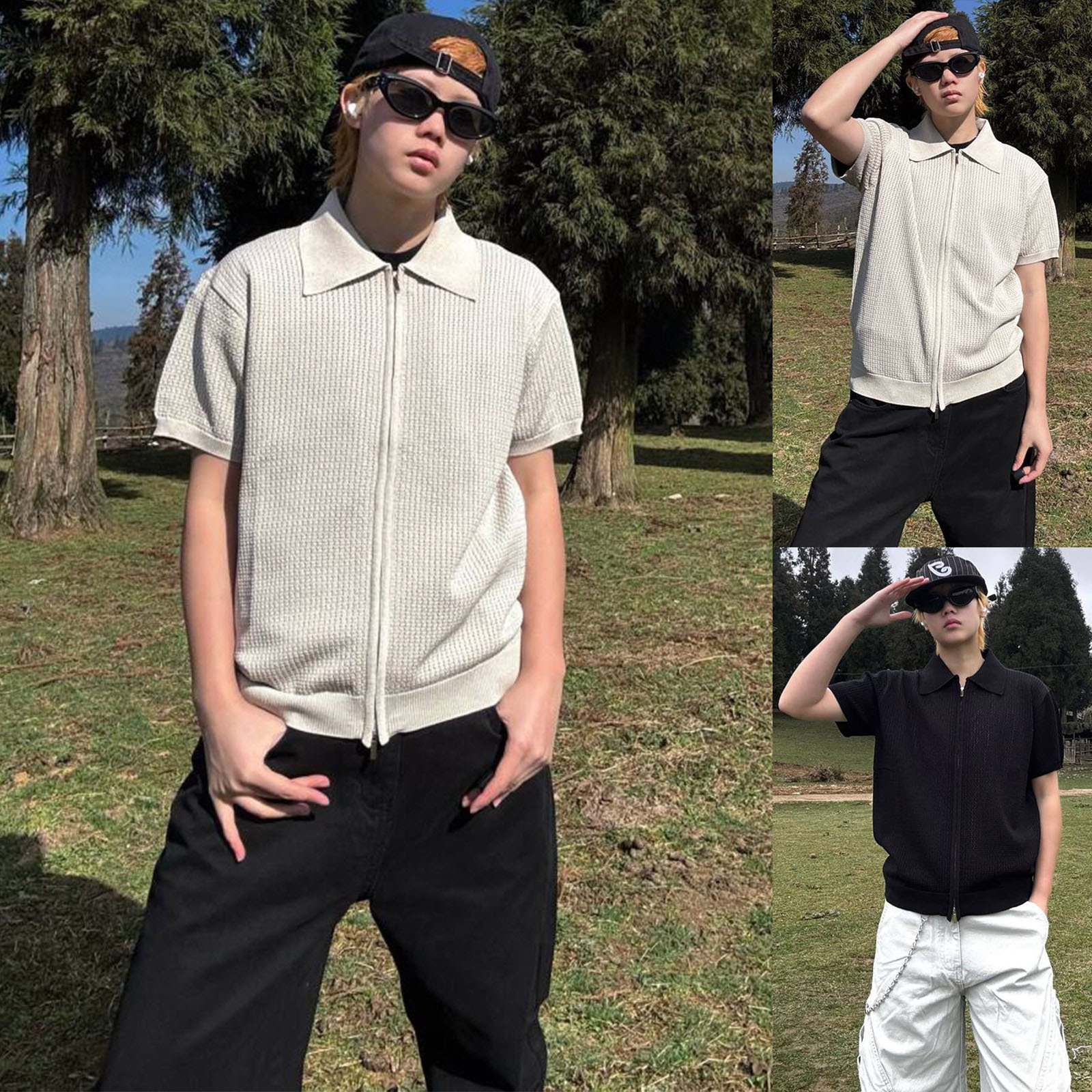 Camisas de polo de manga corta de estilo antiguo, camisetas de jersey de hombre con solapa, texturas de seda de hielo, camisetas de verano, fábrica transfronteriza al por mayor