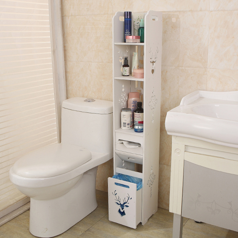 Estante de almacenamiento de inodoro Estante de inodoro Armario lateral Piso Estante de almacenamiento de espacio de baño Estante de almacenamiento de inodoro
