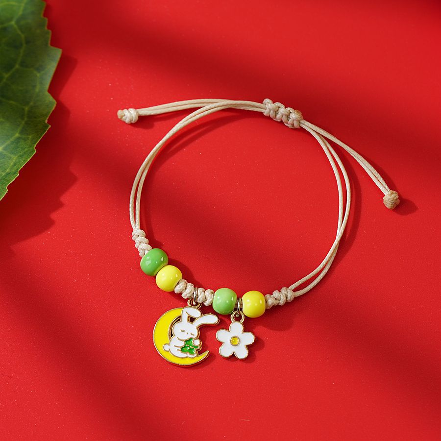 thumbnail image 1 of Pulsera de cuerda roja de conejo Temperamento dulce Pulsera de cuentas de cristal rojo lindo Mujer 874H Amarillo uno, 1 of 2