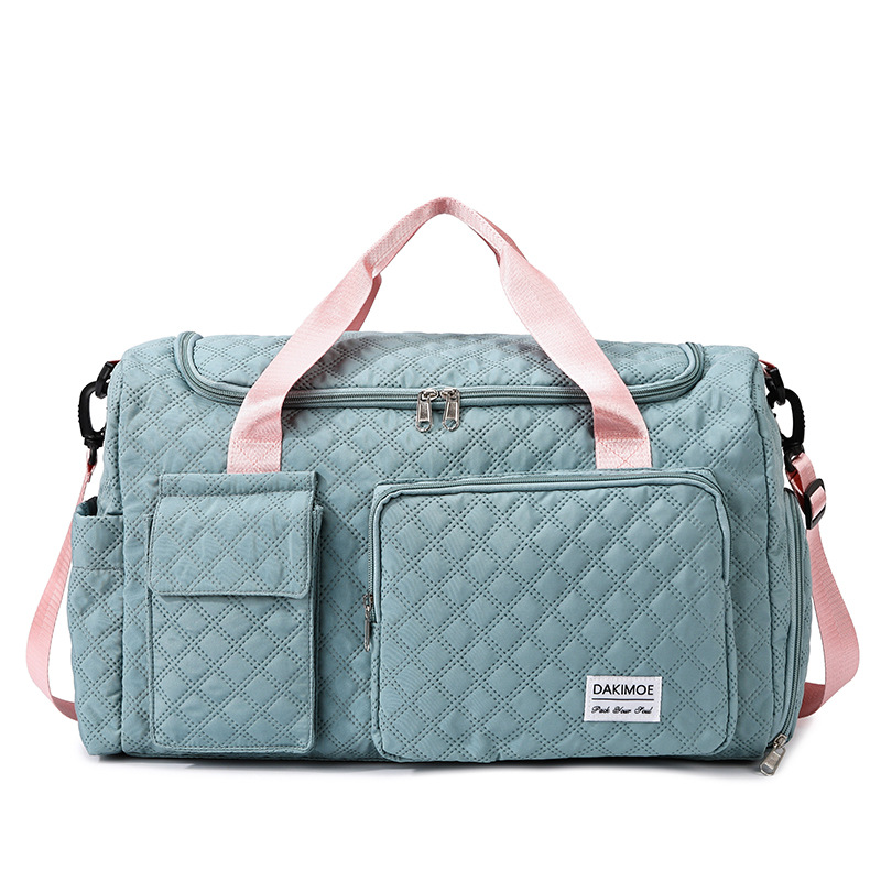 Bolsa de ejercicios de tendencia en relieve de diamante de gran capacidad de almacenamiento de zapatos separación seca y húmeda bolsa de yoga bolsa de viaje plegable