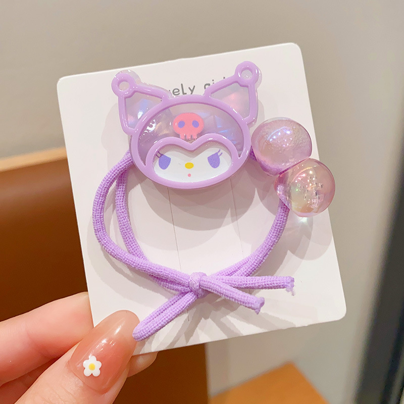 Sanrio colorido tejido de otoño e invierno para niños cuerda de pelo de dibujos animados linda chica banda de goma tocado alto elástico diadema duradera