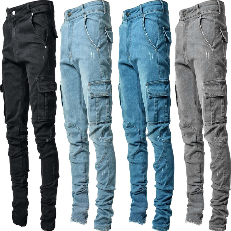 Large quantity discount high elastic Europe and the United States cross-border side pocket small feet skinny jeans wholesale men Large quantity discount high elastic Europe and the United States cross-border side pocket small feet skinny jeans wholesale men