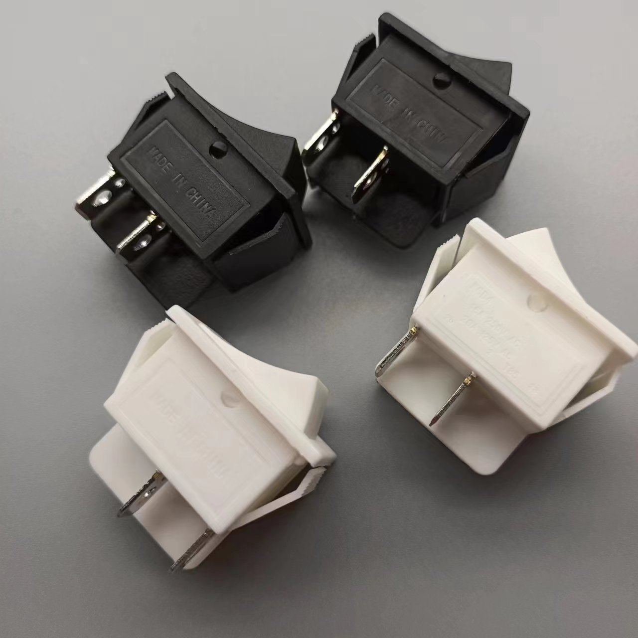 船型开关四脚白色黑色方形翘板开关KCD4四脚红色带灯KCD4船型开关