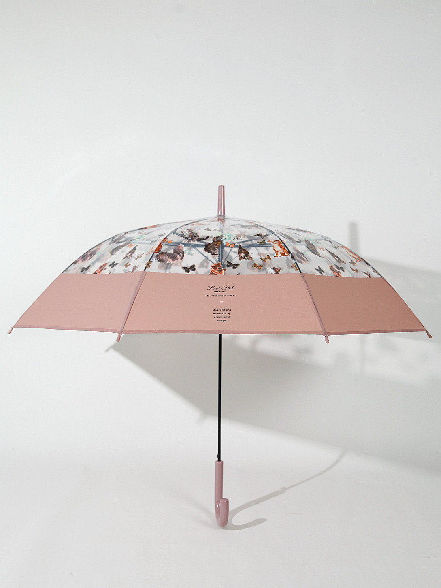 Wholesale curved handle umbrella British style Digital tropical rainforest arch umbrella photo semi-automatic long handle umbrella transparent umbrella