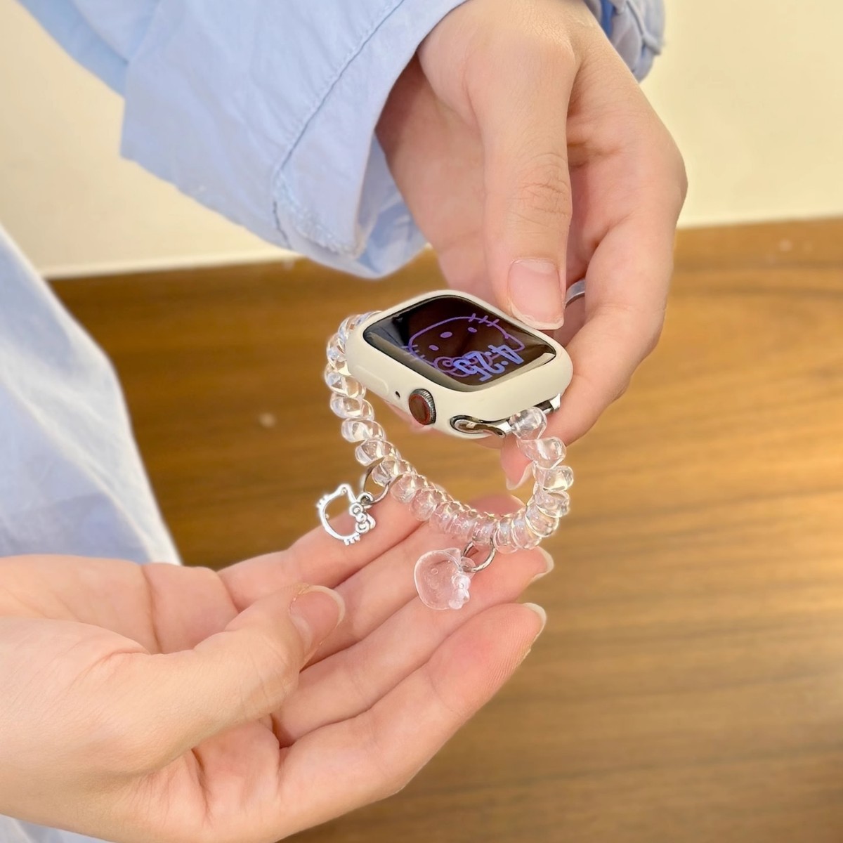 Transparent Kt Suitable for Apple Watch Strap Iwatch10 New Phone Cord S9 Women's Model S8 Hair Tie Se Bracelet