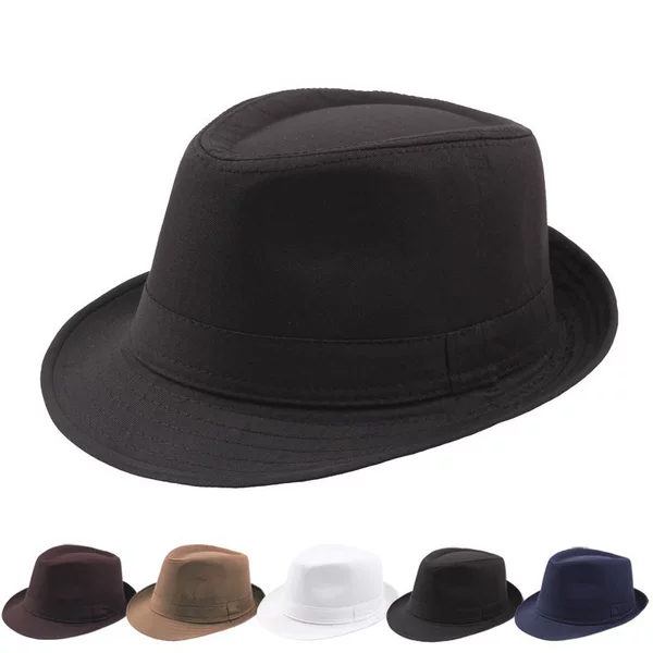 Cross-Border Supply Plain Fabric Solid Color Couple Style Small Hat Unisex Panama Sun Hat British Jazz Hat