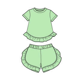 欧美精品店婴幼儿童装外贸批发女孩绿色新款夏季纯棉套装