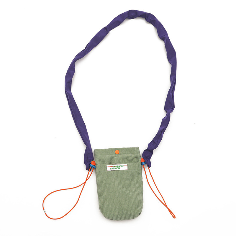 Bolso pequeño de pana mini retro para teléfono móvil Kong Hyojin mismo estilo Corea de nicho color de contraste bandolera para teléfono móvil