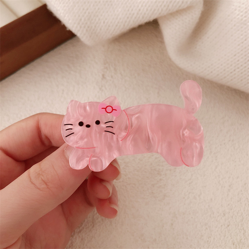 Caricatura encantadora onda punto perrito gatito broche de cabello de niña corazón arco de cabello roto fijación de bordes broche de cabello de gatito universal