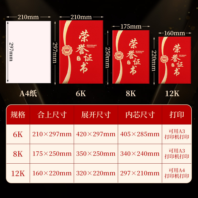 Certificado de honor de flopes personalizado aviso de admisión de gamuz certificado de finalización ganador certificado de honor de cáscara impresa núcleo interno