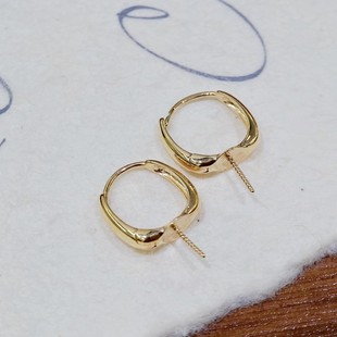 18K Gold Earrings, Classic Light Earrings, Simple and Versatile, Reference Beads 7-8mm, Accessories Do Not Include Beads