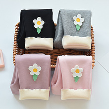 女童加绒打底九分裤韩版纯色百搭冬季加厚保暖宝宝连裤袜外穿裤子