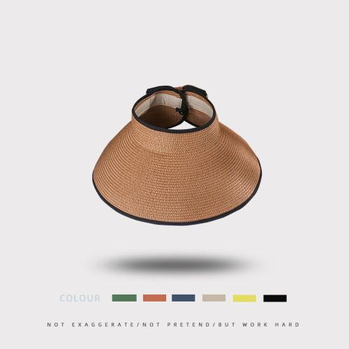 Summer New Hat Wide Brim Straw Hat Women UV Protection Foldable Sun Hat No Brim Sun Hat