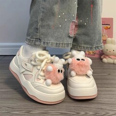 Student white shoes 2025 spring girls big kid board shoes coal ball junior high school girls versatile thick sole casual sports shoes