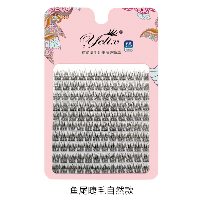 Fábrica de pestañas trilogía perezosa, pestañas falsas de cola de pescado, un solo racimo de pestañas de injerto seccional densas naturales de gran capacidad