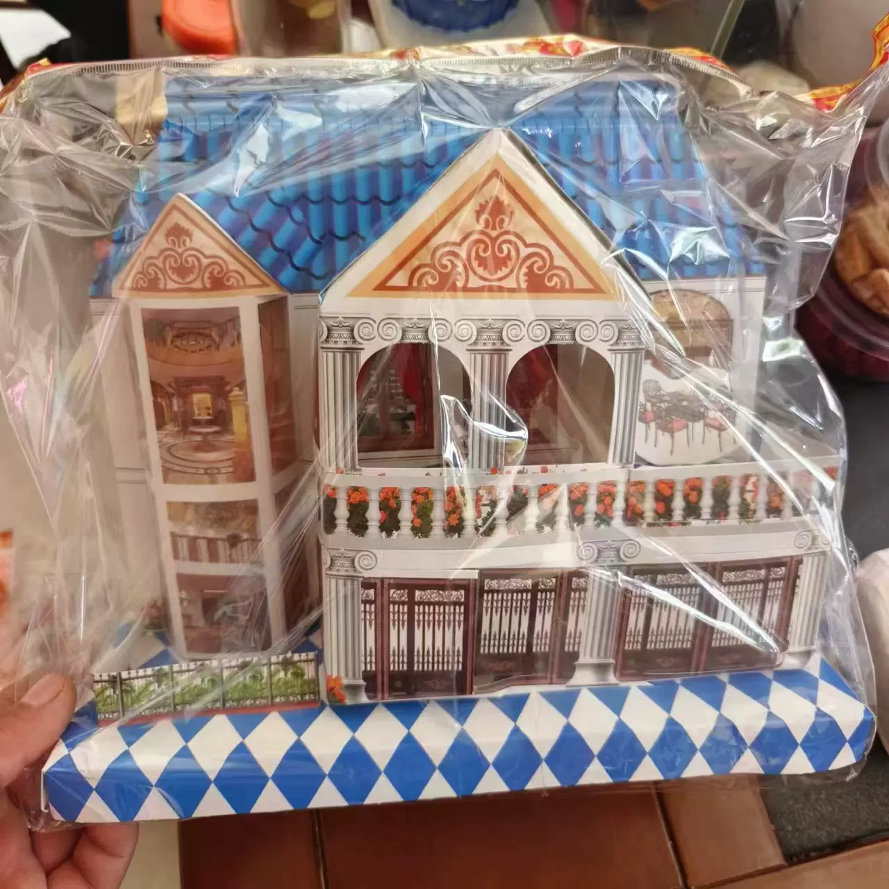 景兰殡葬半成品小别墅祭祀纸房子烧纸折叠小楼房纸活纸扎灵屋楼房