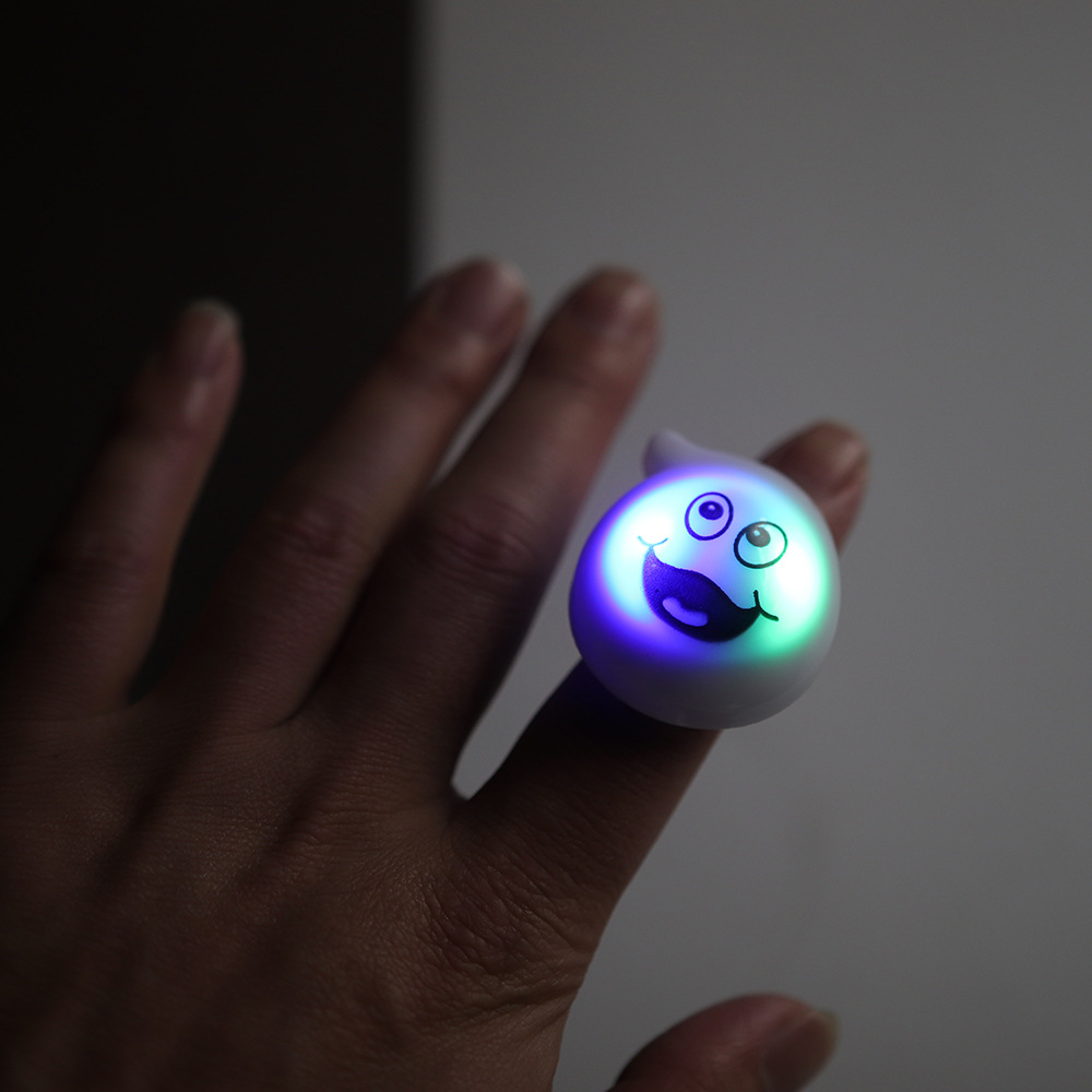 Halloween luminoso anillo plástico calabaza luz anillo murciélago cráneo anillo niños truco anillo de juguete