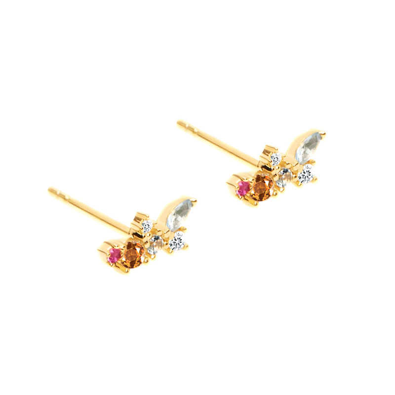 Simple Style Geometric Copper Plating Zircon Ear Studs 1 Pair display picture 4