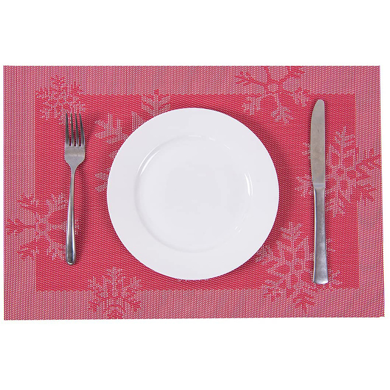 Navidad copo de nieve placemat estilo europeo PVC tejido montaña estera de mesa estera de aislamiento transfronteriza al por mayor imprimible LOGO