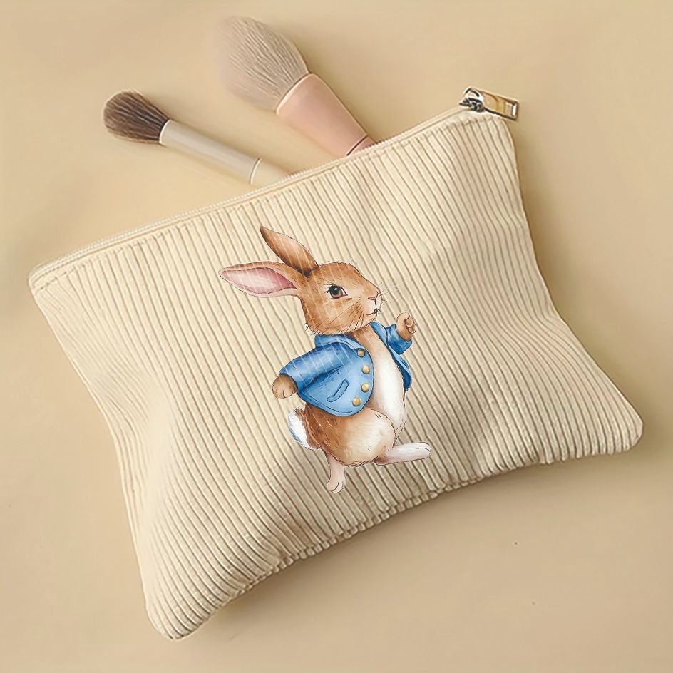 Amazon TEMU vacaciones conejo serie de animales patrón de cordillera zipper bolsa de maquillaje ligera