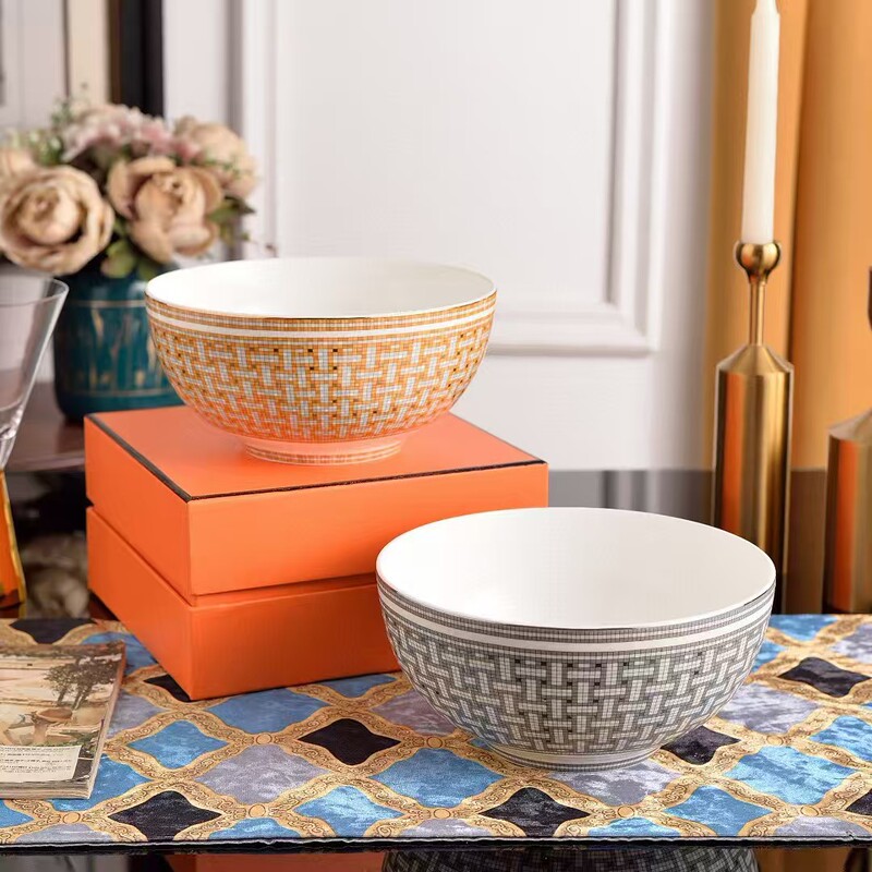 European-style bone china large soup bowl upscale hotel ramen bowl luxury restaurant with cross-border ceramic tableware manufacturers wholesale