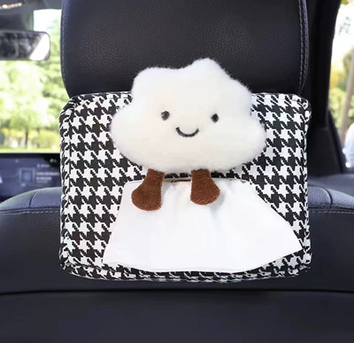 Car Hanging Paper Bag Car – Car tissue box/set - houndstooth-black-cloud
