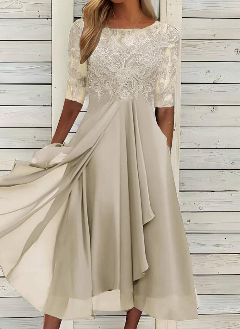 2025 estación europea transfronteriza vestido amazónico chiffon empalme encaje hueco vestido de dama de honor vestido de noche mujer