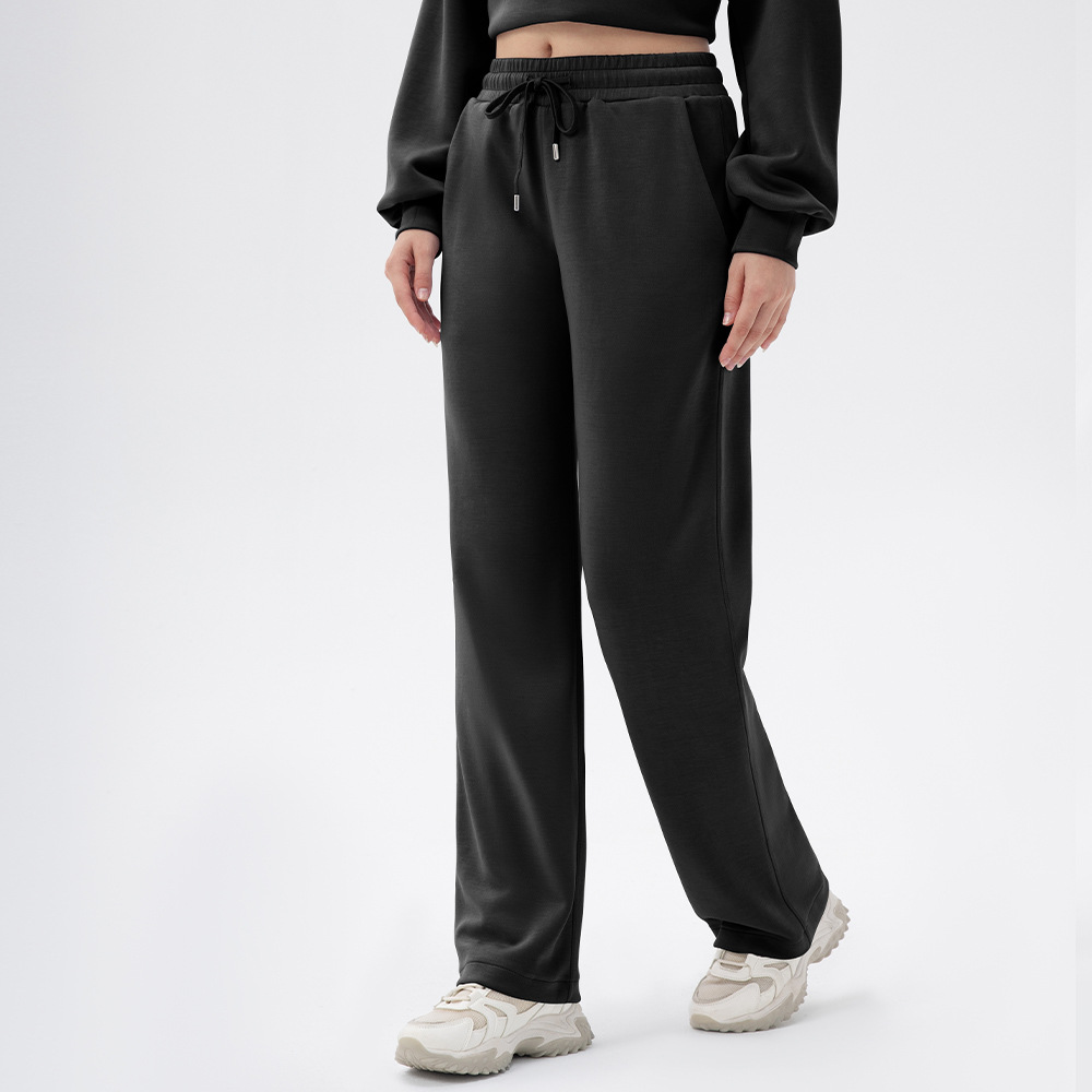 女性の秋冬のヨガのスポーツのズボンのモーダルのゆったりしているレジャーのランニングのズボンの高腰のフィットネスのストレートなズボンの42311