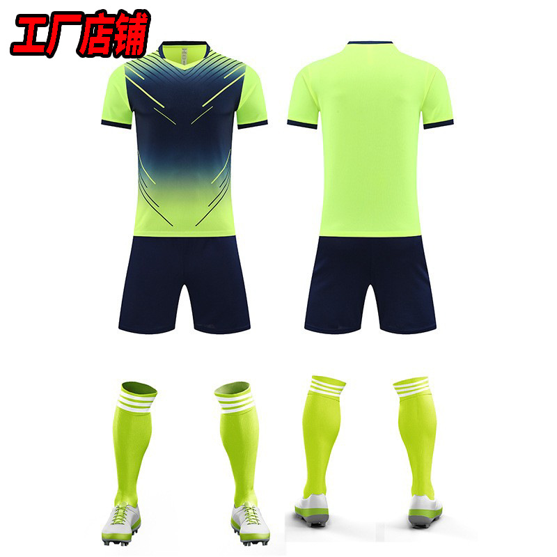 Trajes de fútbol de placas claras, trajes de entrenamiento para niños, equipos de impresión de mangas cortas, secado rápido y transpirable